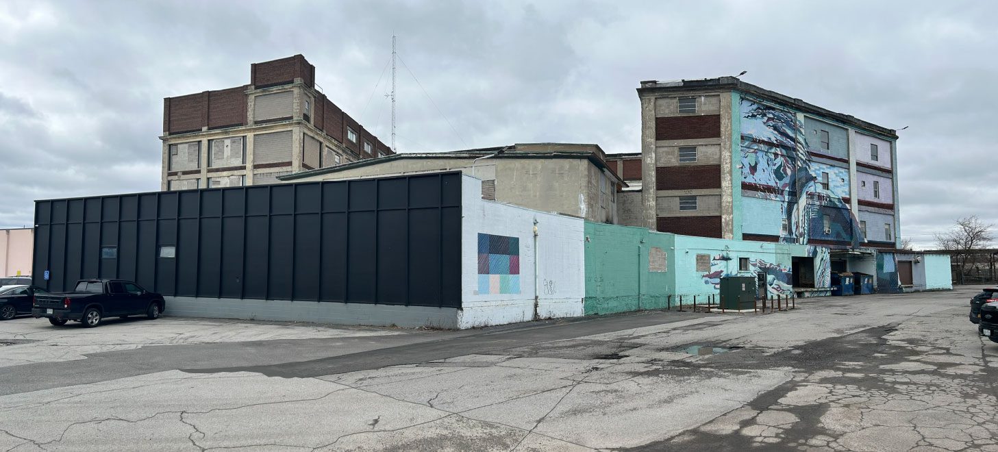 Wide angle shot of the exterior of the Fedder building 